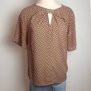 Pleione Geo Abstract Bow Detail Blouse